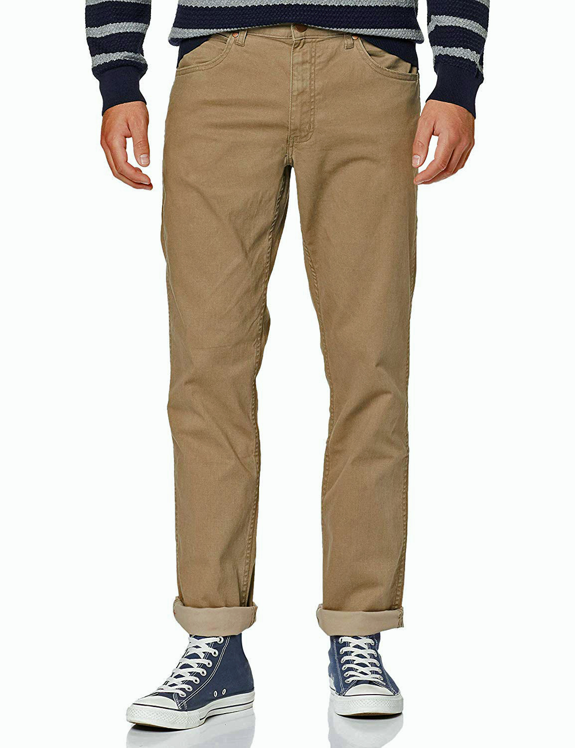 Wrangler Greensboro slim pantalones vaqueros de hombre W15Q12013 de gabardina beige