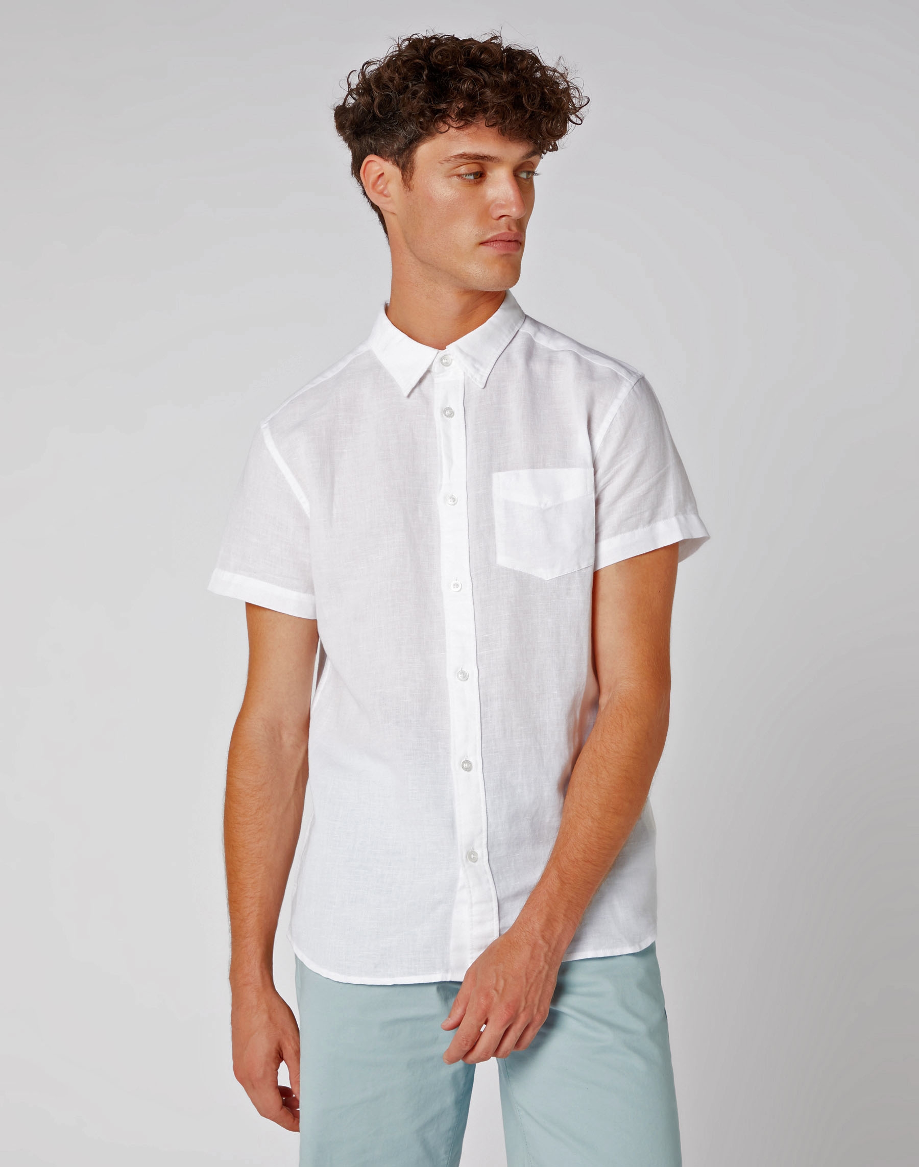 Wrangler camisa de hombre m/c de lino W5J1LO989 blanca