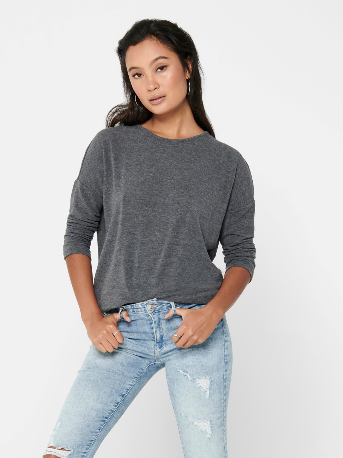 Only camiseta de mujer Glamour 15157920 gris