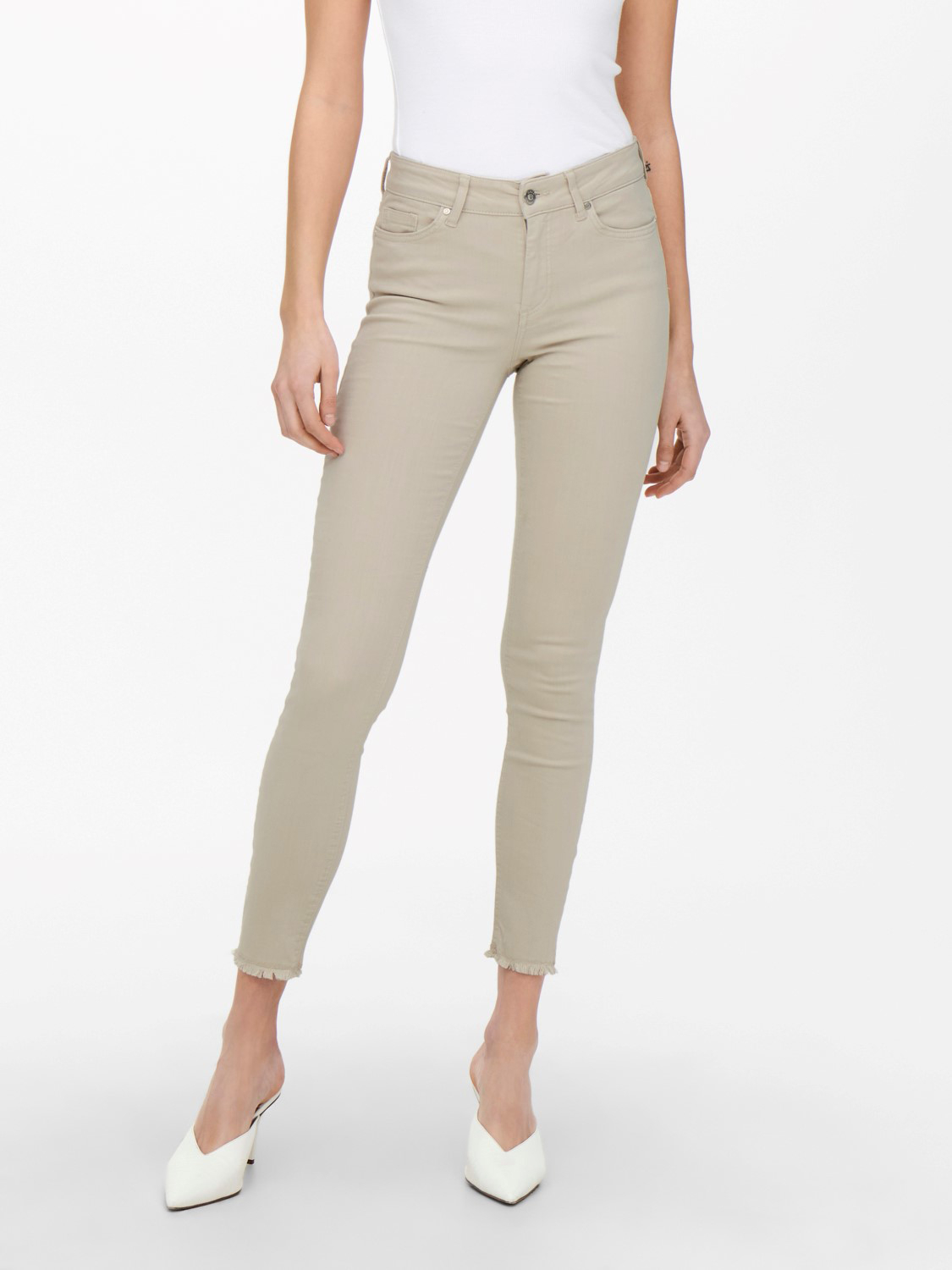 Only pantalones vaqueros de mujer Blush mid waist skinny ankle 15183652 beige claro