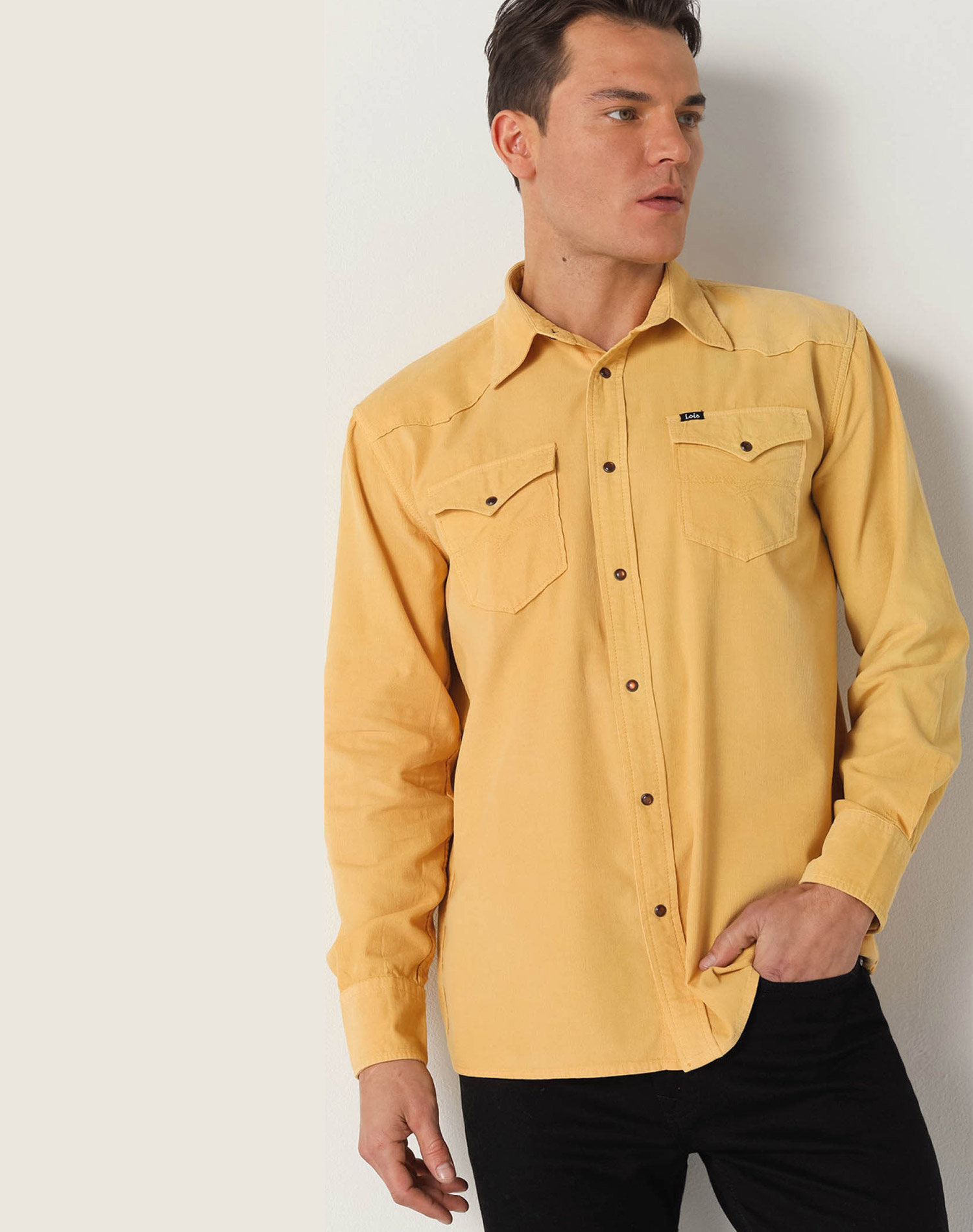 Lois camisa de hombre de pana de m/l 14496/485 amarilla
