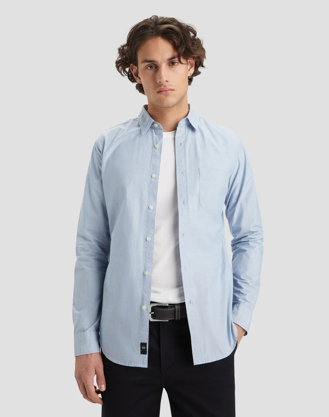 Dockers camisa de hombre de popelín de m/l A1114-0144 azul