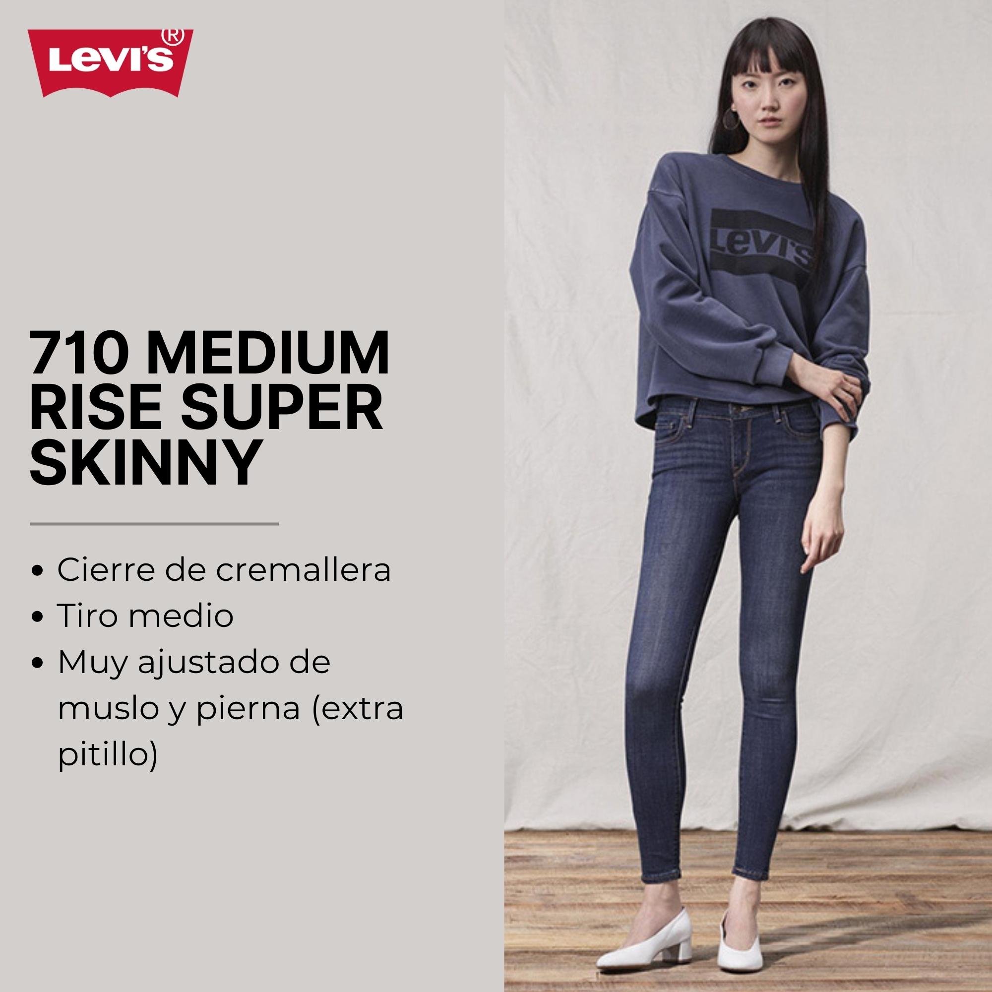 Pantalón Vaquero Levis 711 Skinny Gris Para Mujer