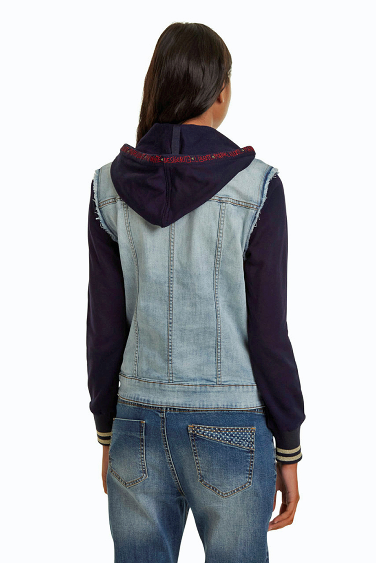 Cazadora tejana combinada de mujer Desigual, modelo 19WWED03/5058, de color tejano claro - 3 - La Casa Dels Pantalons