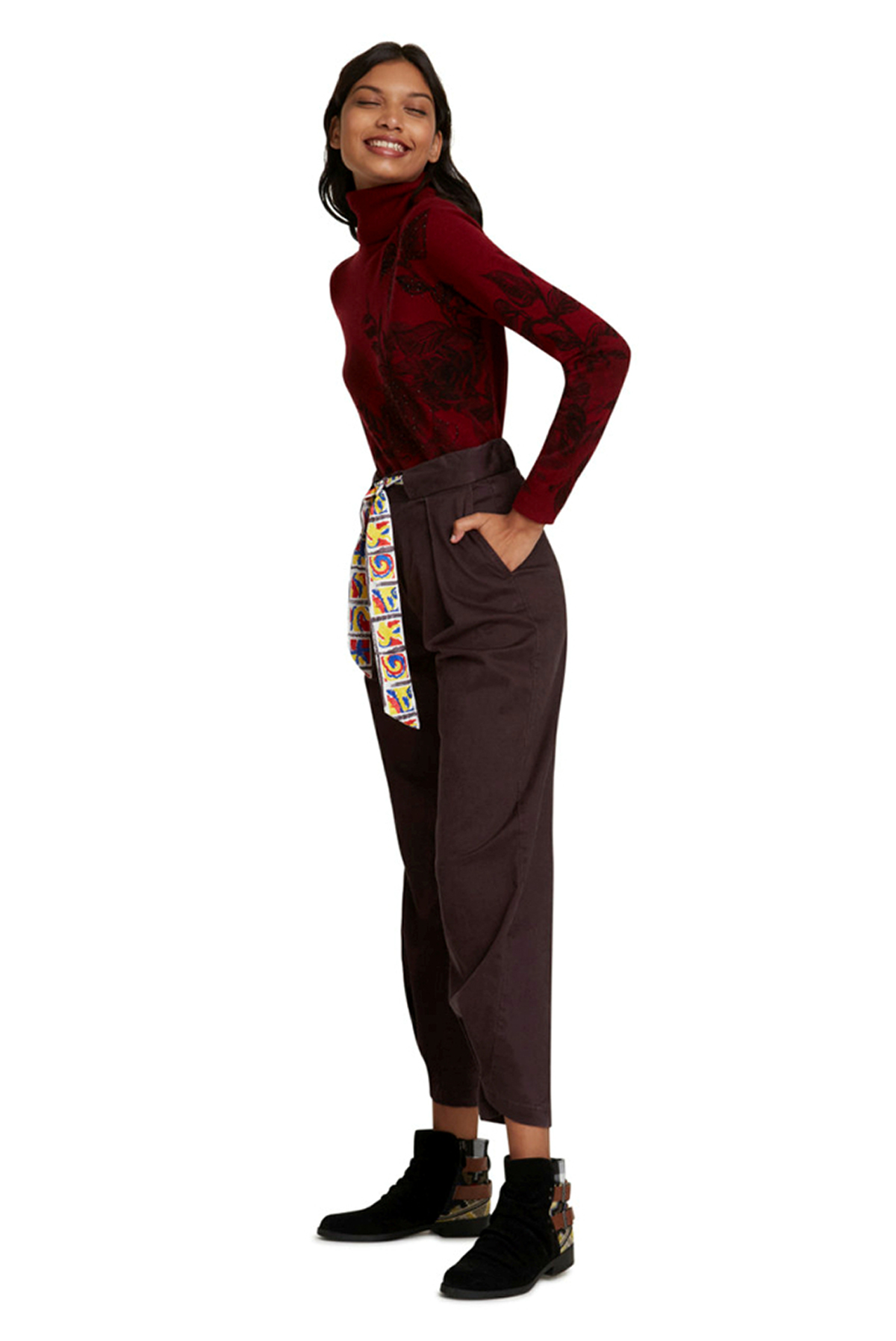 Jersey de mujer Desigual 19WWJF91/3215 color granate - 2 - La Casa Dels Pantalons