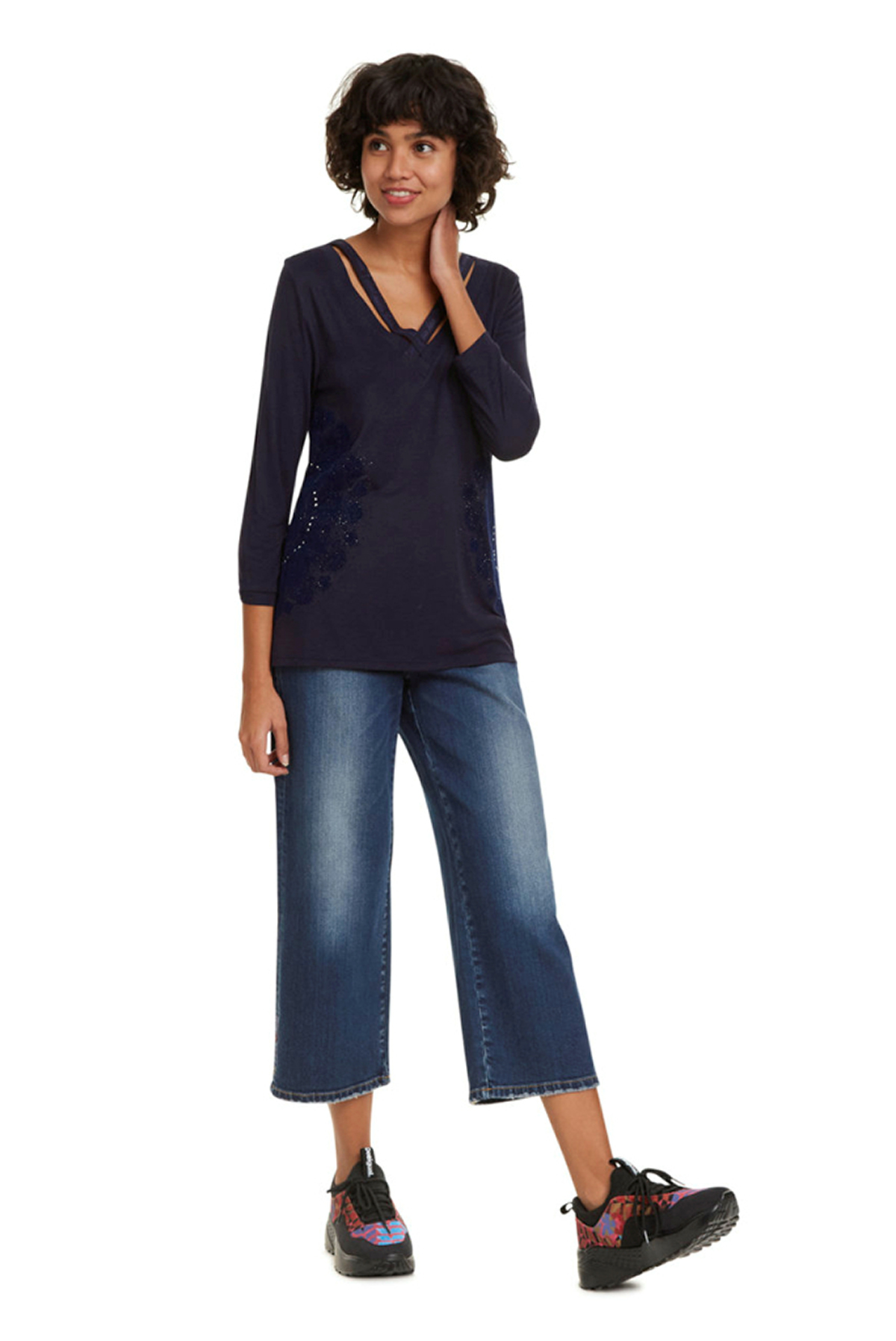 Samarreta de dona Desigual 19WWTK63/5000 color blau marí - 2 - La Casa Dels Pantalons