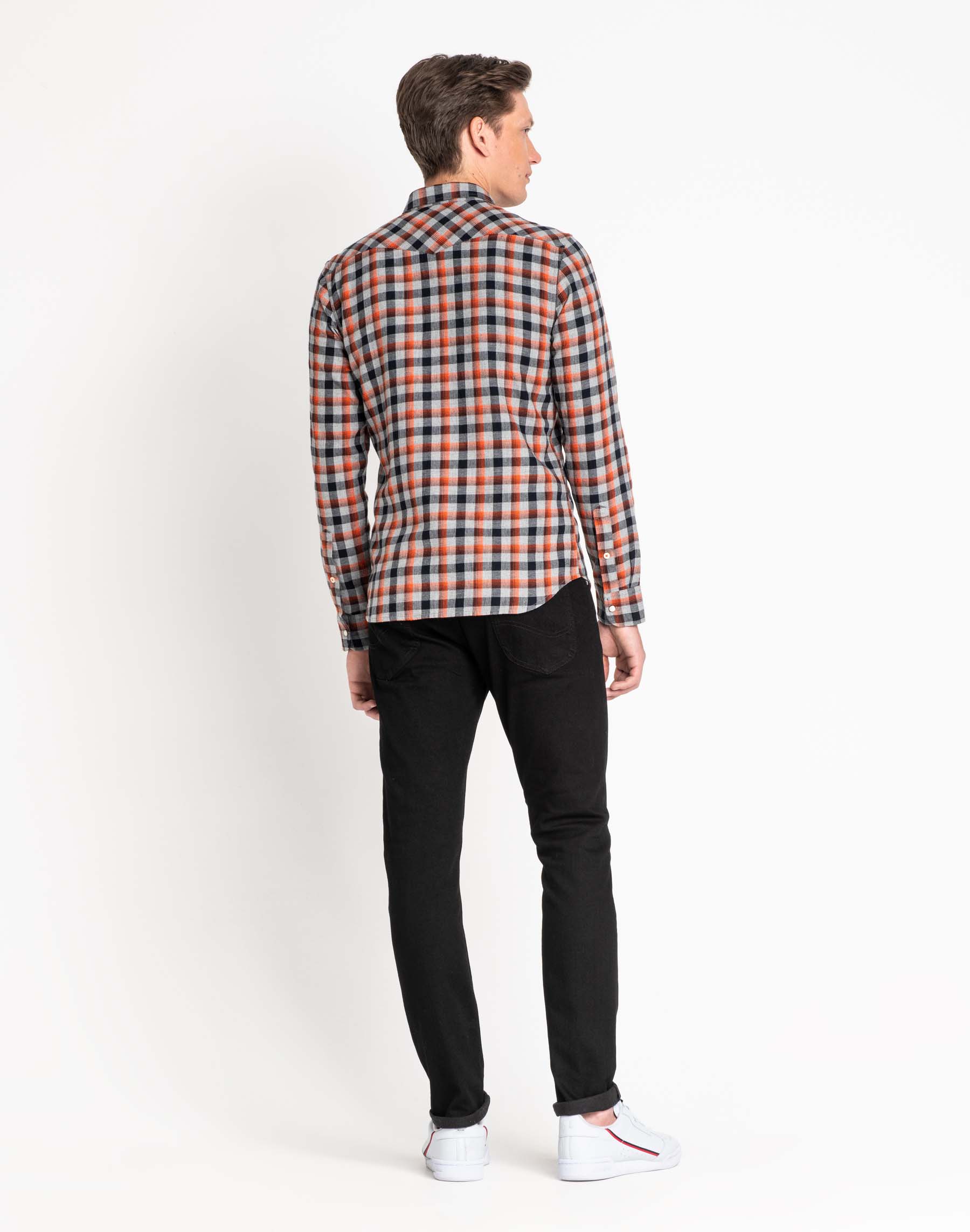 Camisa Lee western de viella d'home L643OAMA quadres taronja/gris - 3 - La Casa Dels Pantalons