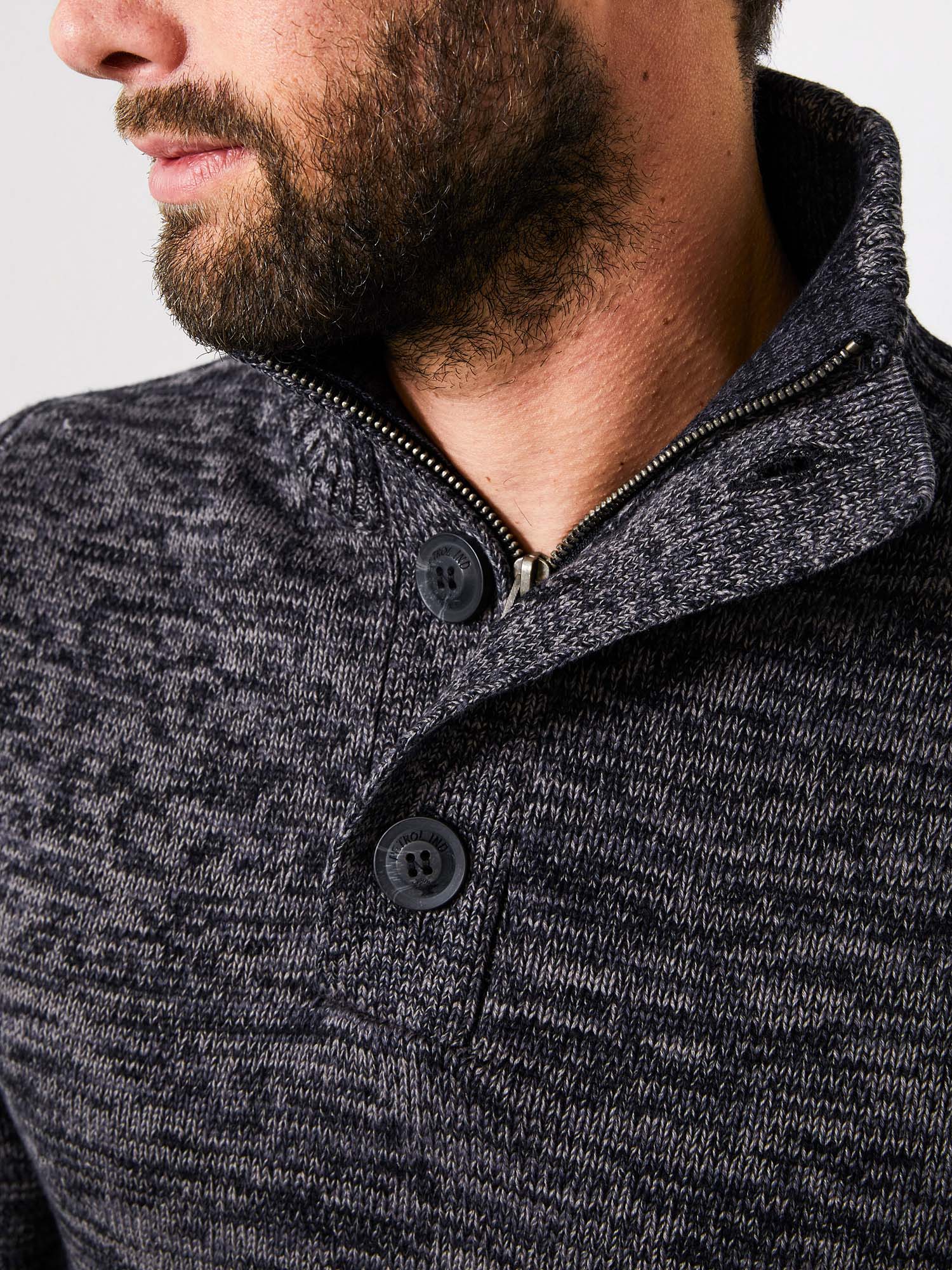 Petrol jersey de hombre KWC206/9999 color negro jaspeado con gris - 2 - La Casa Dels Pantalons