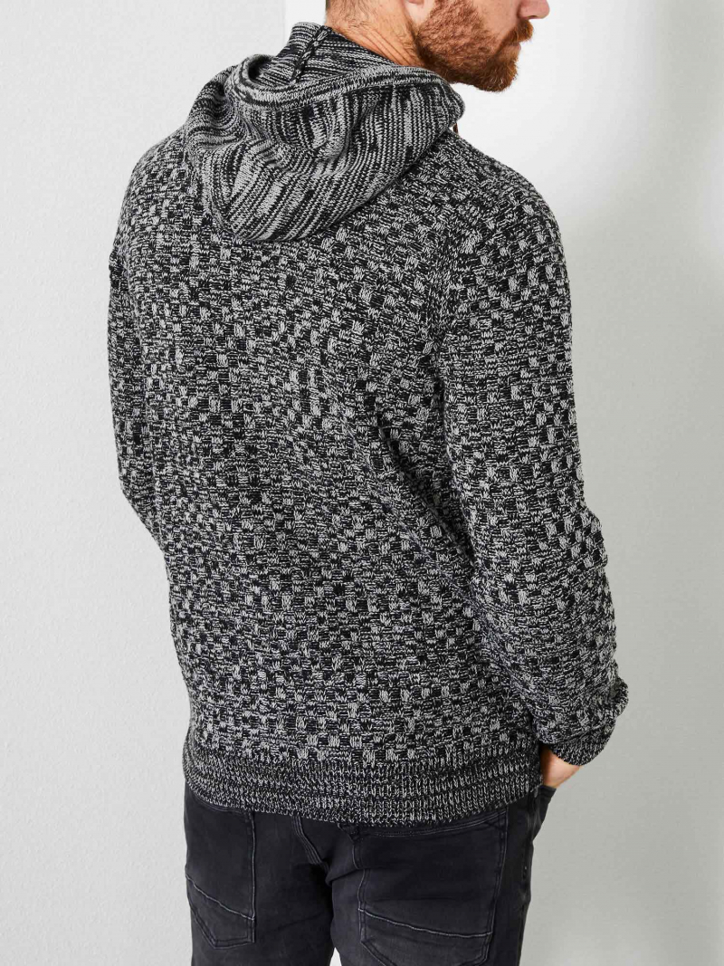 Petrol jersei d´home amb caputxa KWH228/9999 color negre jaspiat amb gris - 2 - La Casa Dels Pantalons