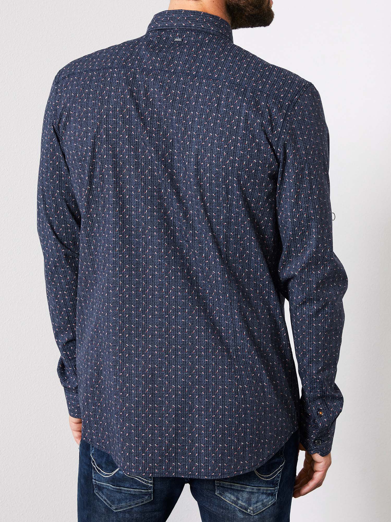 Camisa d'home de màniga llarga, Petrol SIL423/5091, de color blau marí amb mostra - 2 - La Casa Dels Pantalons