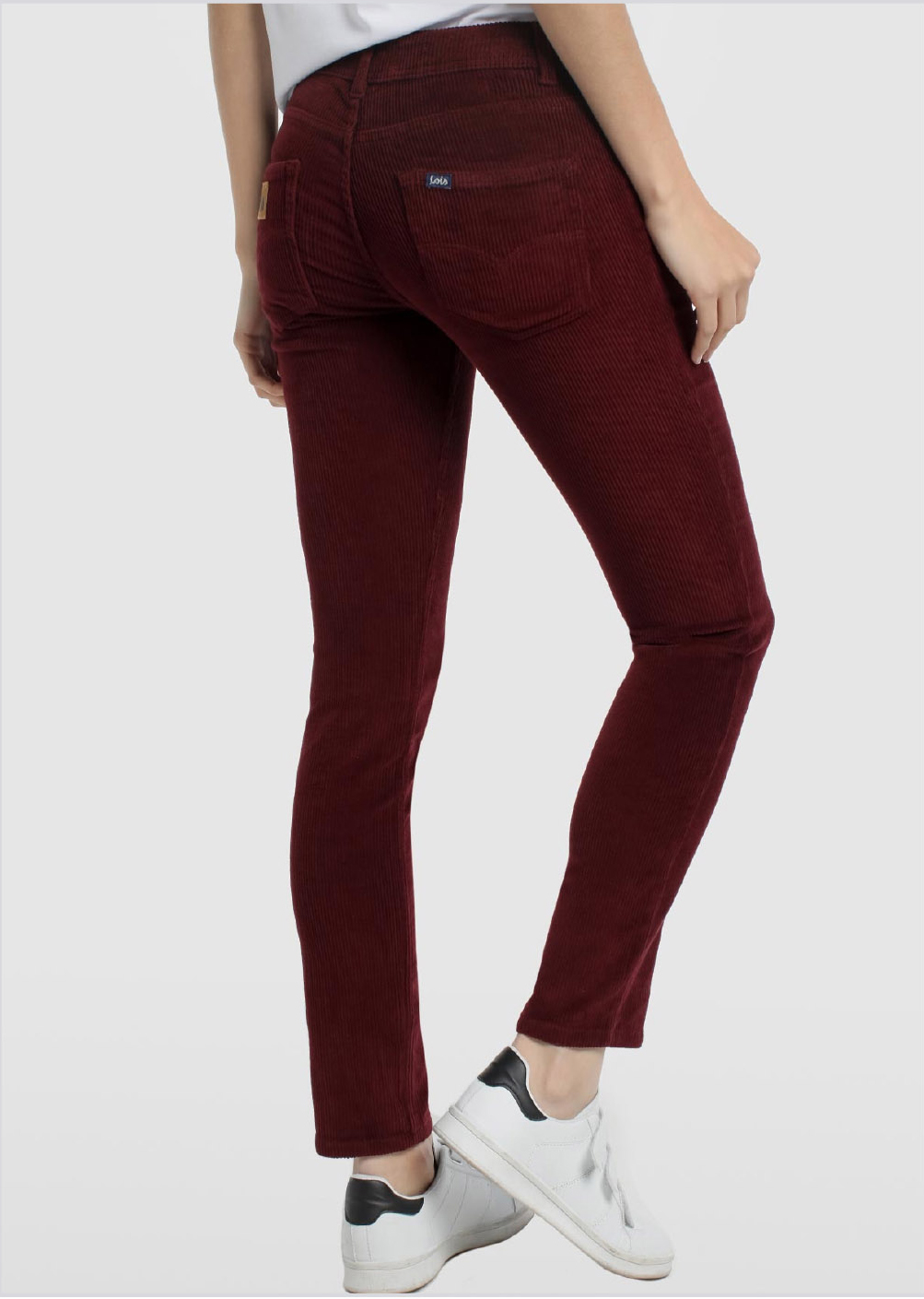 Pantalons texans de dona Lois Slimmy, model 20156/558, de pana de color vermell - 2 - La Casa Dels Pantalons