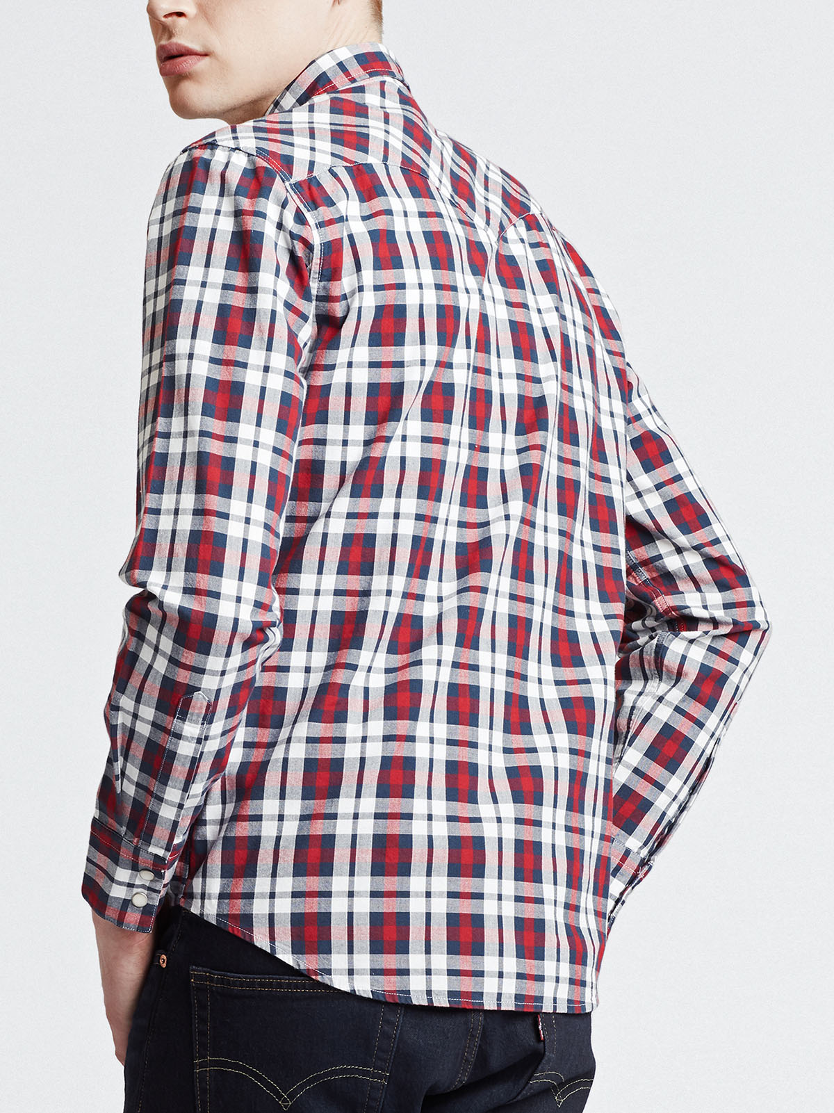 Camisa de màniga llarga d'home, Levi's 65816.03.30, de cotó i quadres de color vermell - 3 - La Casa Dels Pantalons