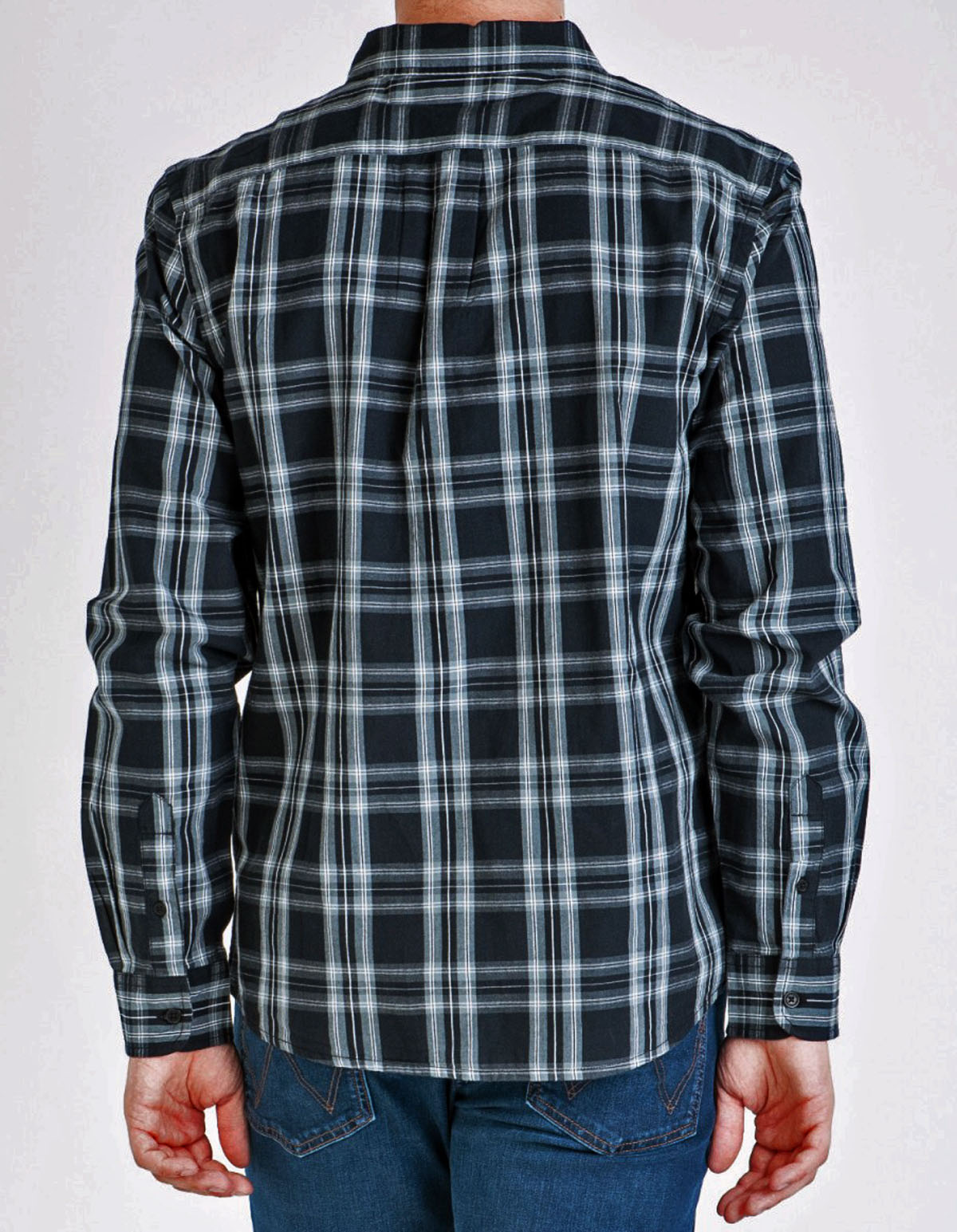 Camisa d'home de cotó, de màniga llarga, Wrangler W5A14M100 de quadres de colors negre i gris - 2 - La Casa Dels Pantalons