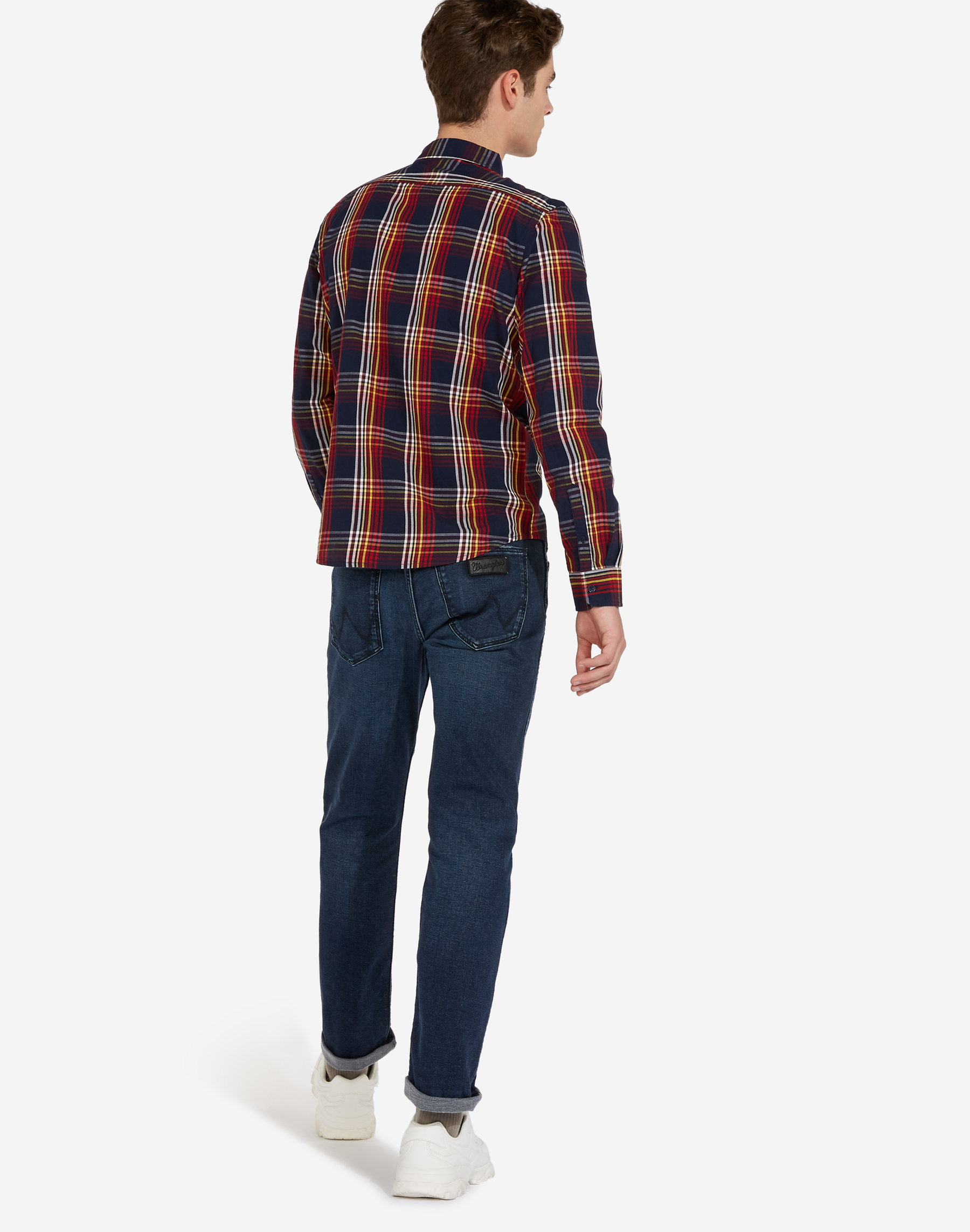 Camisa d'home de cotó, de màniga llarga, Wrangler W5F14MX51 de quadres vermells i blaus - 2 - La Casa Dels Pantalons