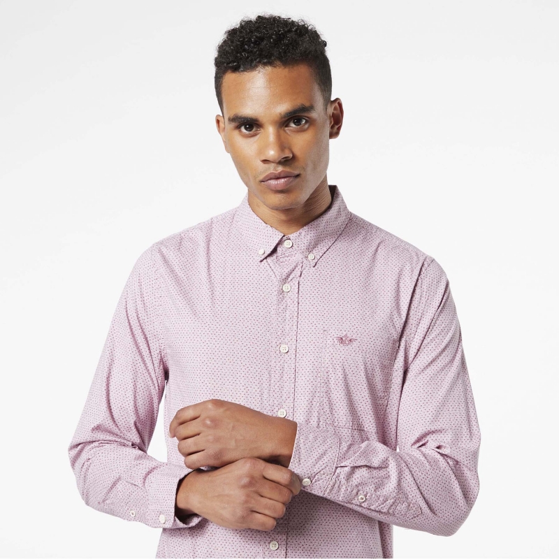 Camisa d'home Dockers 69684-0116 de màniga llarga i estampat rosat - 2 - La Casa Dels Pantalons