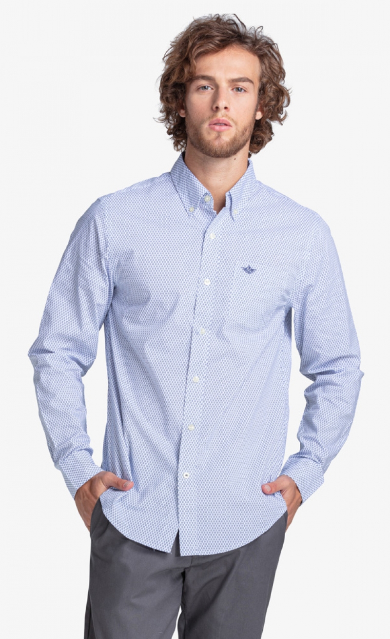 Camisa d'home Dockers 85987-0002 de màniga llarga i estampat blau - 2 - La Casa Dels Pantalons