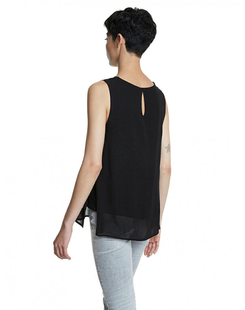 Blusa de mujer sin mangas Desigual, modelo Tebas 20SWBW59, de color negro - 2 - La Casa Dels Pantalons