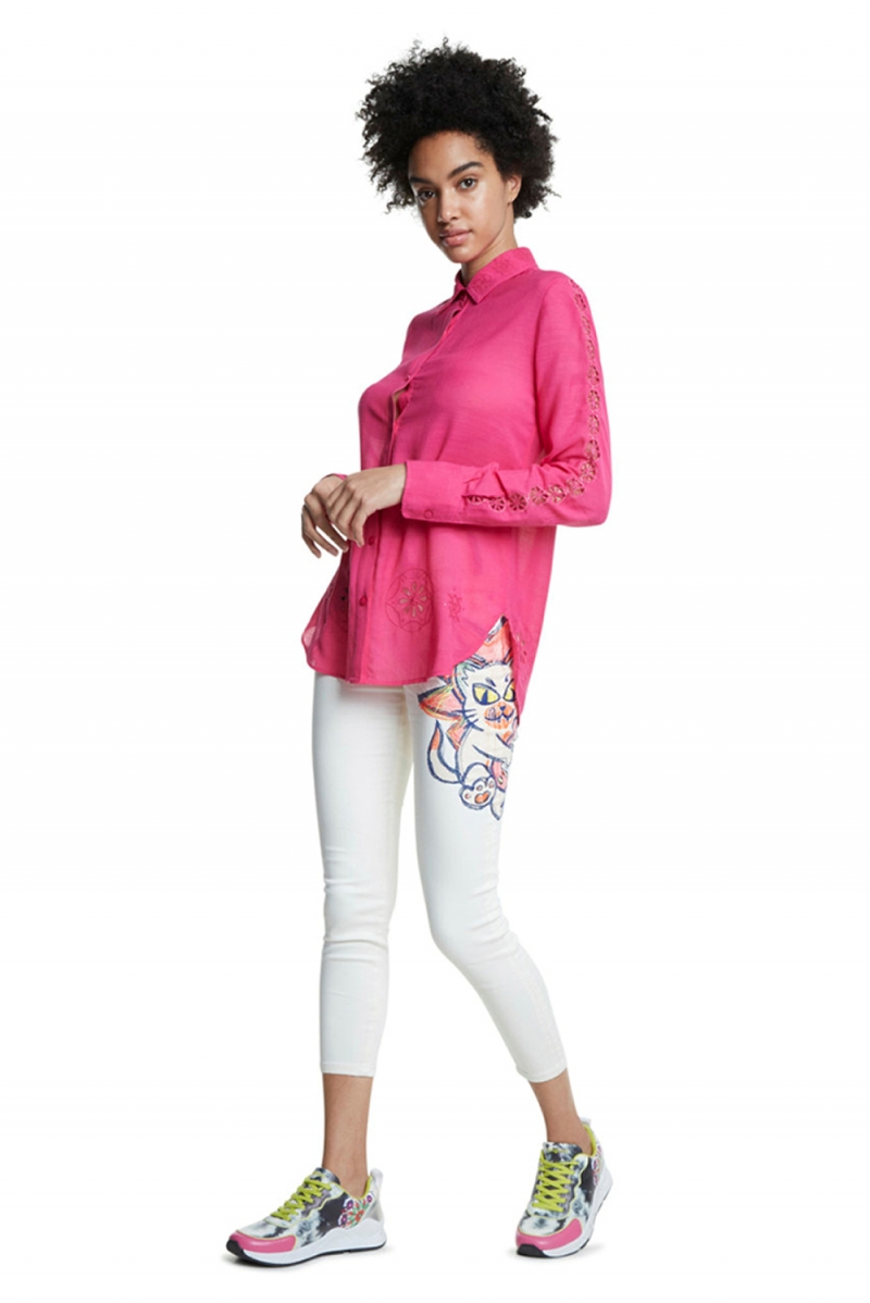 Camisa de dona de màniga llarga Desigual, model Lecce 20SWCW28, de color fúcsia - 3 - La Casa Dels Pantalons