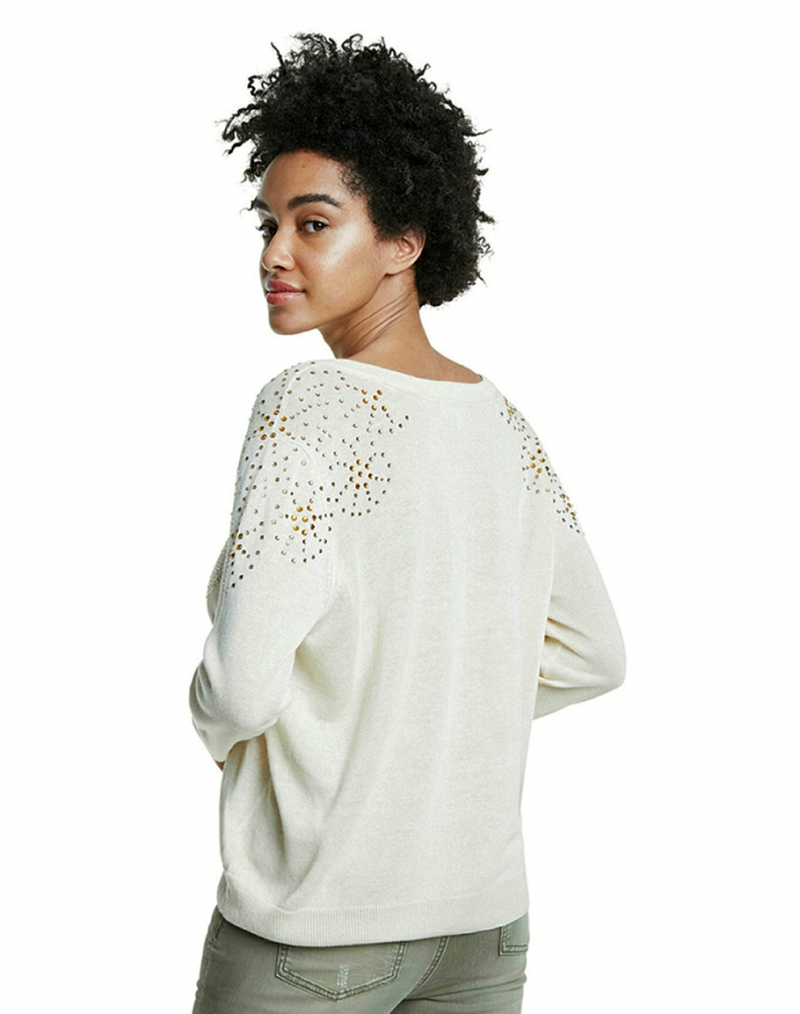 Jersey de mujer de primavera Desigual, modelo Bhopal 20SWJF65, de color crudo - 2 - La Casa Dels Pantalons