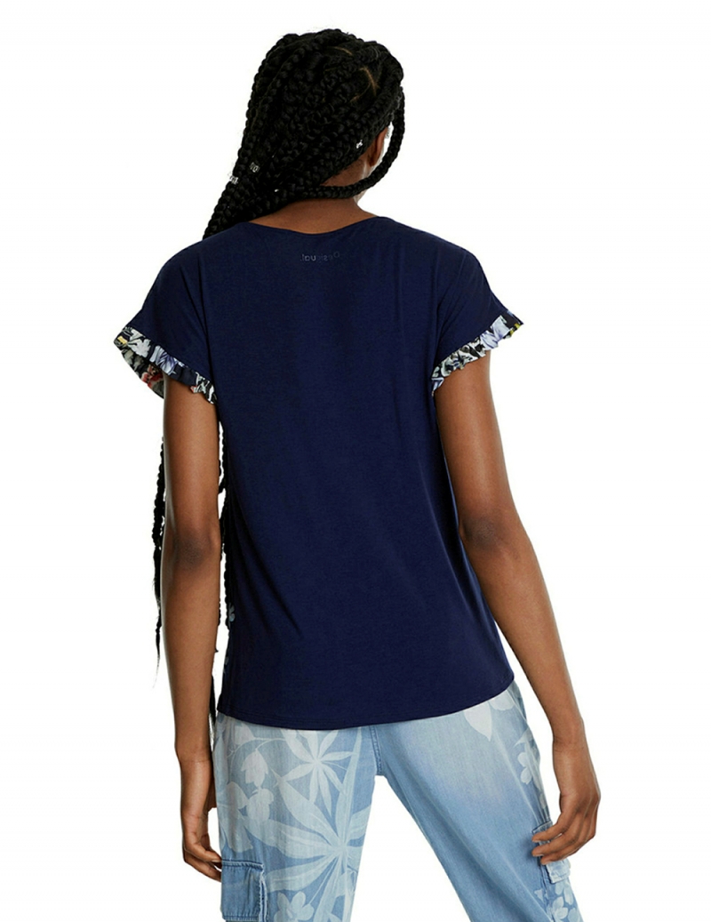 Camiseta de mujer de manga corta Desigual, modelo Munich 20SWTKBS, de color azul marino - 2 - La Casa Dels Pantalons