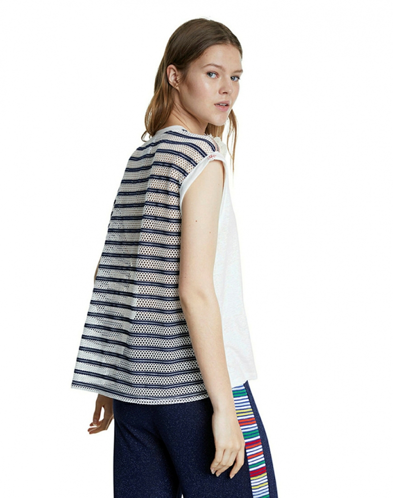 Samarreta de dona de màniga curta Desigual, model Verona 20SWTKC5, de color blanc trencat - 2 - La Casa Dels Pantalons