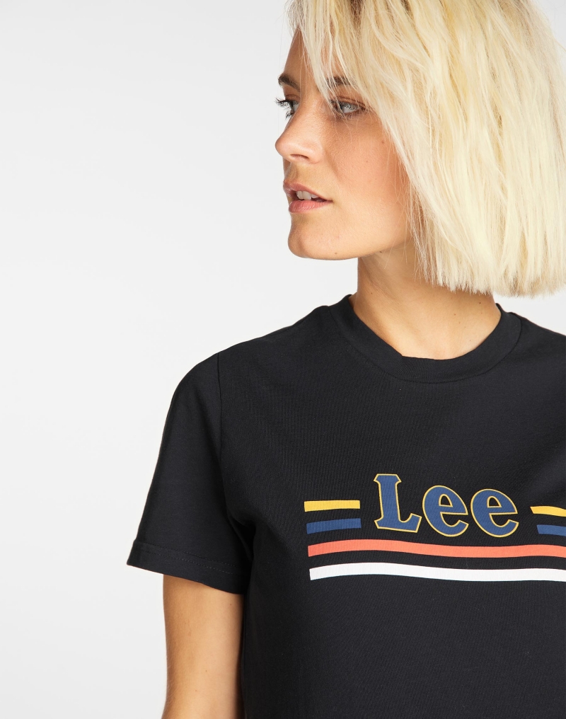 Camiseta de mujer de manga corta, Lee L41HEP01, de color negro y logo - 3 - La Casa Dels Pantalons
