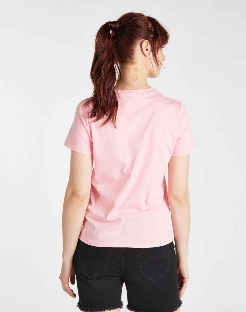 Samarreta de dona de màniga curta, Lee L41HEPNL, de color rosa i logo - 2 - La Casa Dels Pantalons