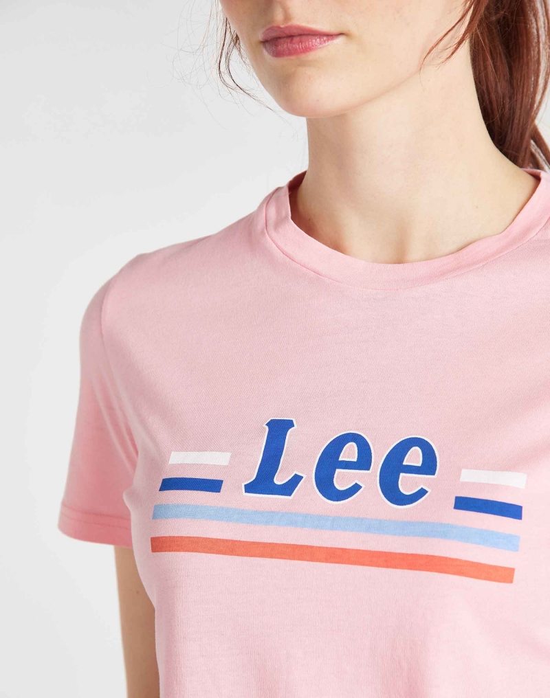 Samarreta de dona de màniga curta, Lee L41HEPNL, de color rosa i logo - 3 - La Casa Dels Pantalons