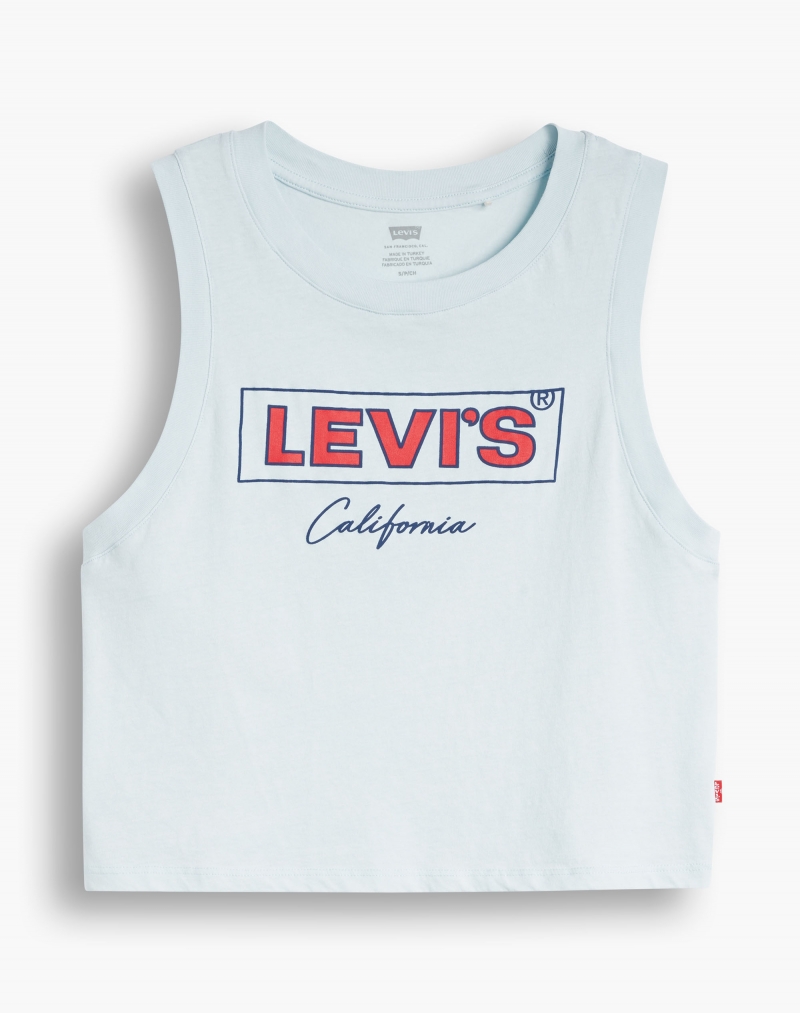 Samarreta sense mànigues de dona Levi's, model 39810-0027, de color blau i box tab logo - 2 - La Casa Dels Pantalons