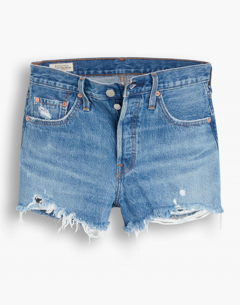 Short de dona Levi's 501, 56327-0081, model boyfriend fit, de texà rentat a la pedra - 3 - La Casa Dels Pantalons