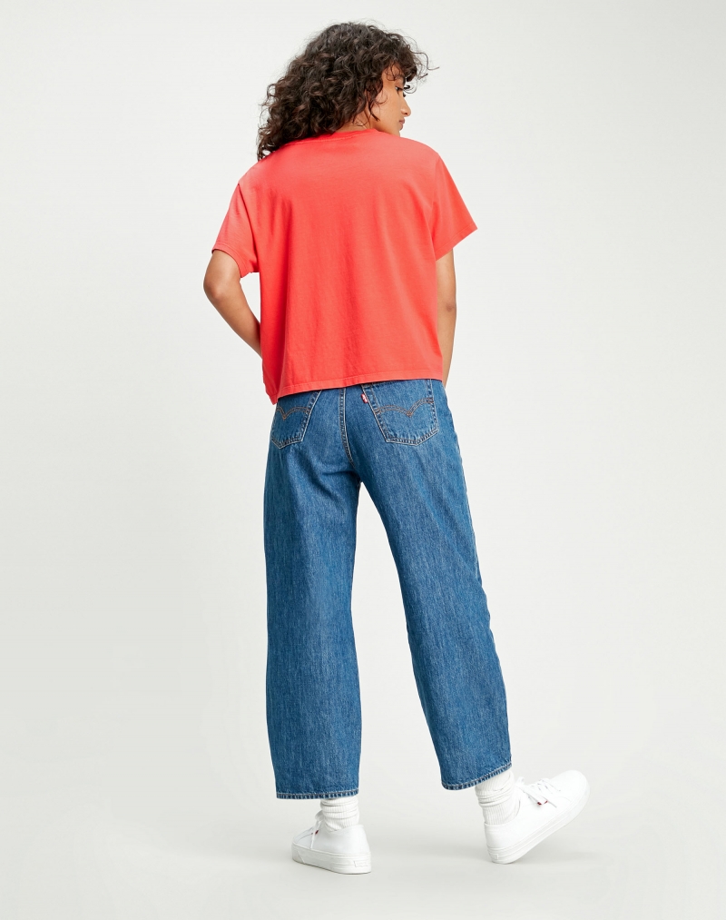 Camiseta de manga corta de mujer Levi's, modelo 6997-0070, de color rojo y serif logo - 2 - La Casa Dels Pantalons