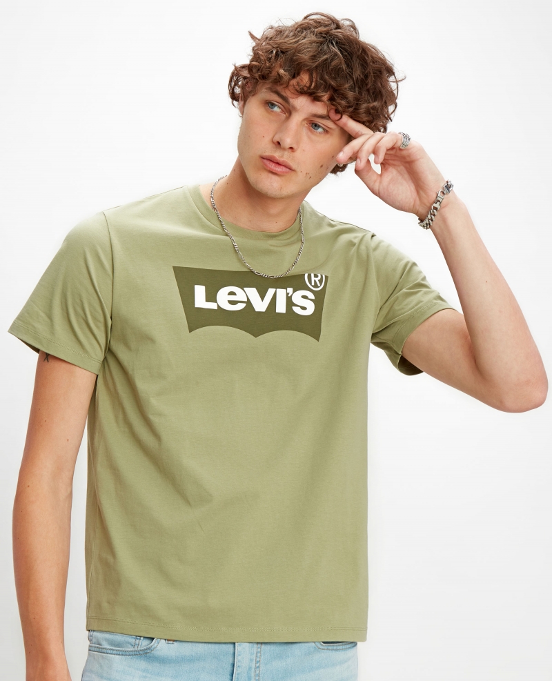Samarreta de màniga curta d'home Levi's, model 22489-0250, de color caqui i batwing logo - 3 - La Casa Dels Pantalons