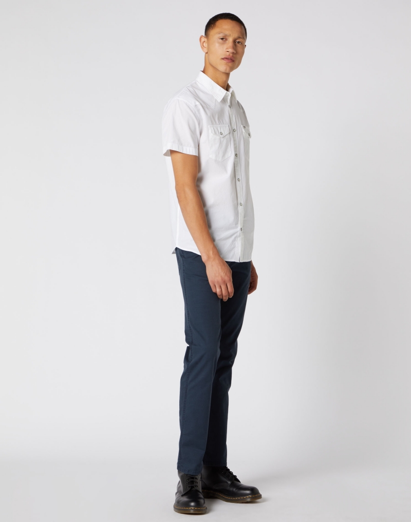 Camisa de hombre de manga corta Wrangler, modelo W5J065989, de popelín color blanco - 3 - La Casa Dels Pantalons