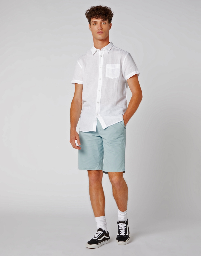 Camisa d'home de màniga curta Wrangler, model W5J1LO989, de lli color blanc - 2 - La Casa Dels Pantalons
