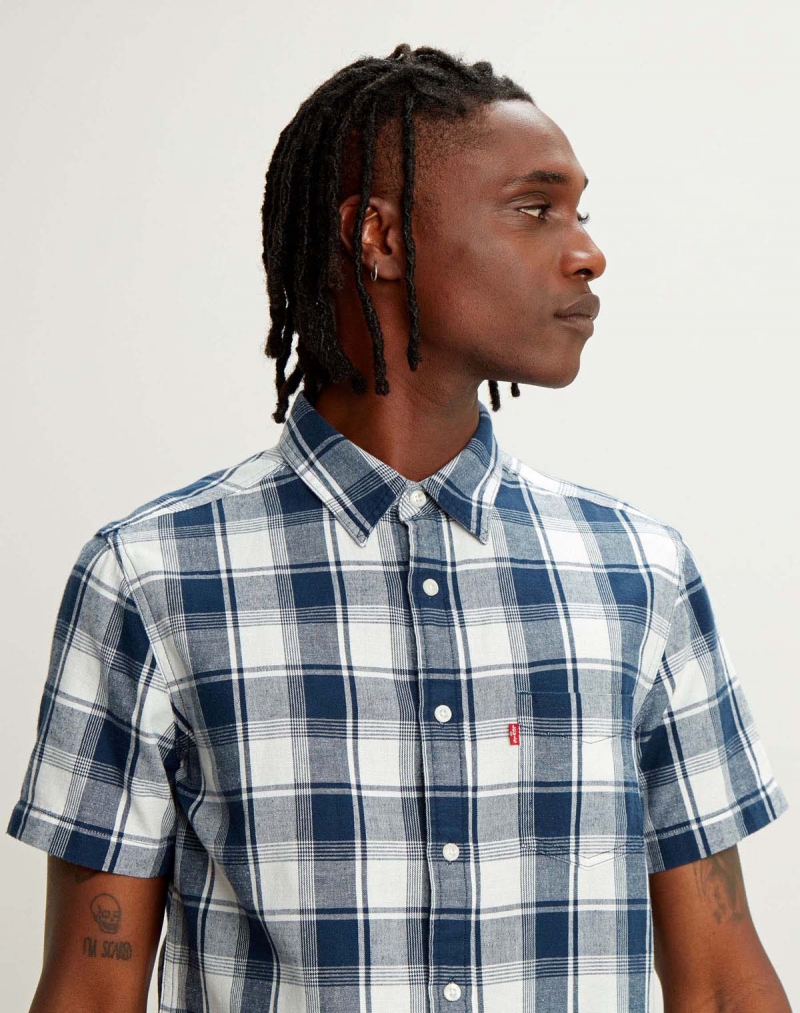 Camisa de hombre de manga corta de algodón y lino Levi's, modelo 86627-0011, de cuadros - 3 - La Casa Dels Pantalons