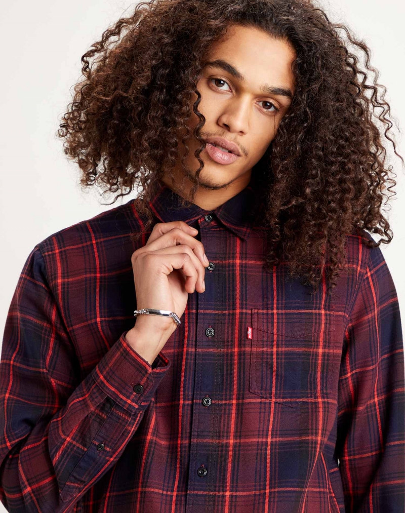 Camisa d'home Levi's de màniga llarga, model 85746-0031, de quadres granate - 2 - La Casa Dels Pantalons