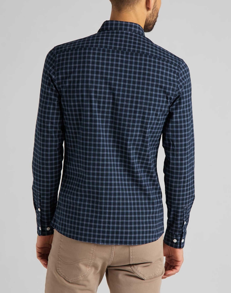 Camisa de hombre de manga larga Lee, modelo L66XRQHY, de cuadros azules - 2 - La Casa Dels Pantalons