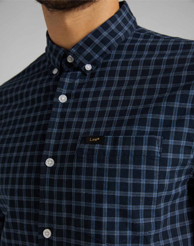 Camisa de hombre de manga larga Lee, modelo L66XRQHY, de cuadros azules - 3 - La Casa Dels Pantalons
