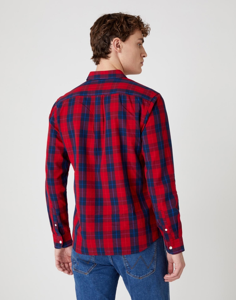 Camisa d'home de màniga llarga Wrangler, model W5A14MX3A, de quadres vermells - 2 - La Casa Dels Pantalons