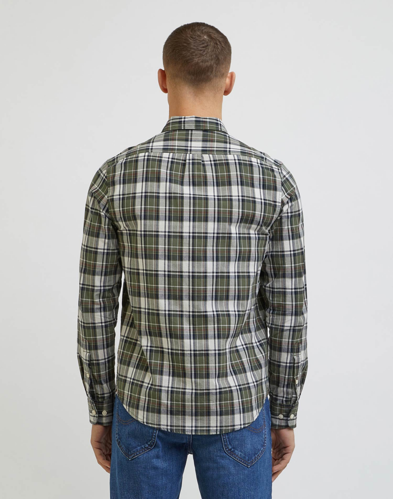 Camisa d'home de màniga llarga Lee, model L880RNA61 112341758, de quadres caqui - 3 - La Casa Dels Pantalons