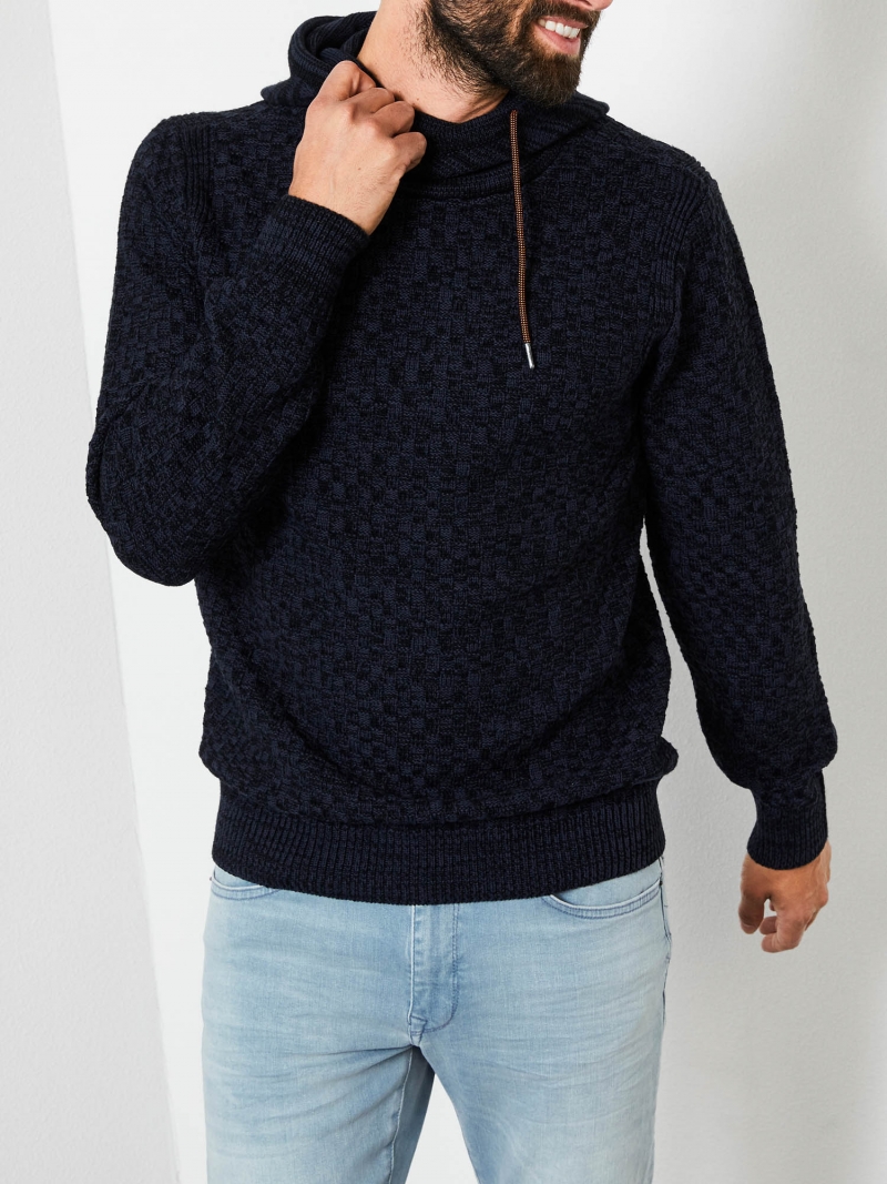 Jersei d'home amb caputxa Petrol, model KWH228/5091, de color blau marí - 2 - La Casa Dels Pantalons