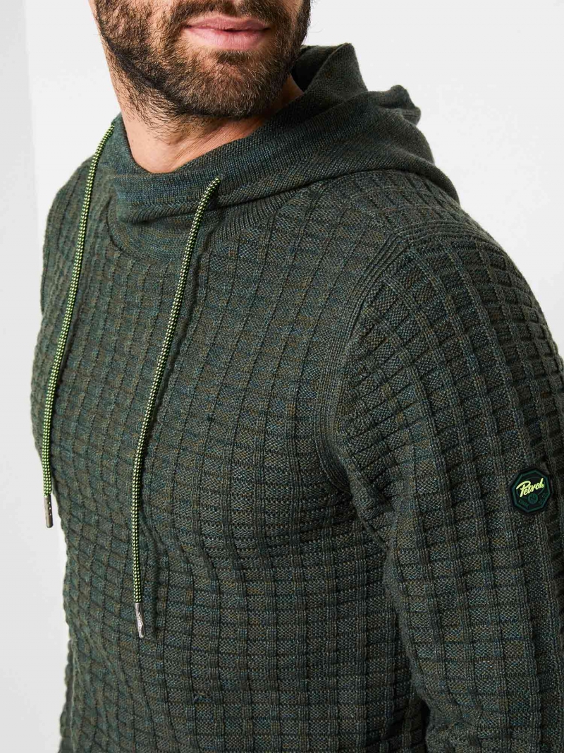 Jersei d'home amb caputxa Petrol, model KWH228/6051, de color verd - 2 - La Casa Dels Pantalons