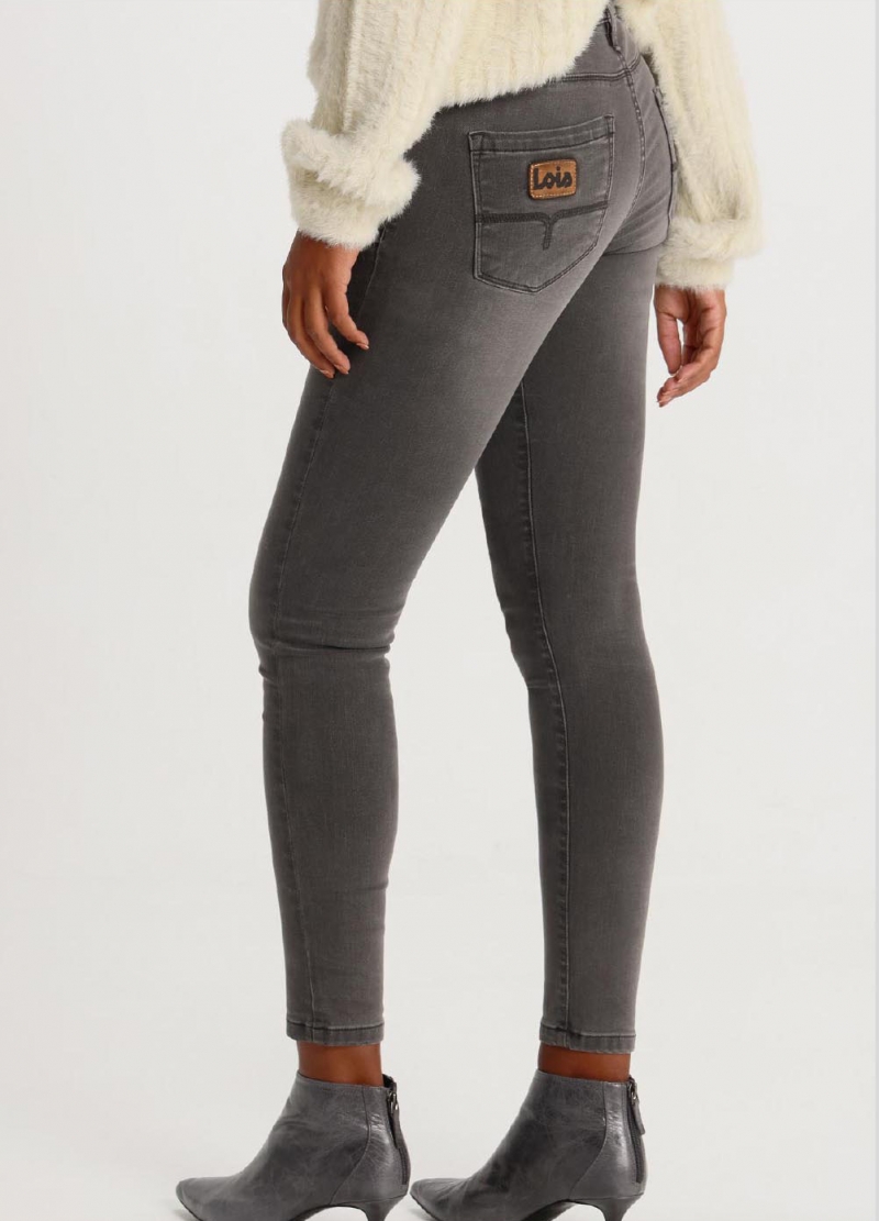 Pantalons texans de dona Lois Lua ankle, model 20531/996, de color texà gris - 2 - La Casa Dels Pantalons