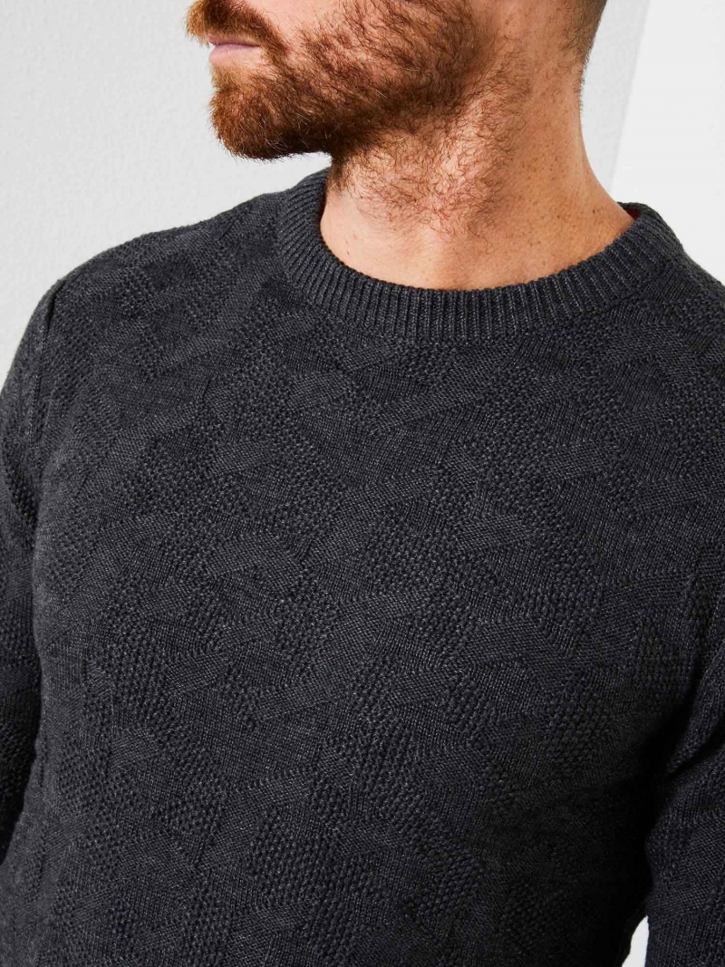 Jersei d'home Petrol de coll rodó, model KWR203/9999, de color gris fosc - 3 - La Casa Dels Pantalons