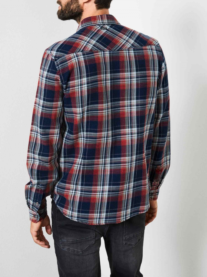 Camisa d'home de màniga llarga Petrol, model SIL408/3061, de quadres vermells - 2 - La Casa Dels Pantalons