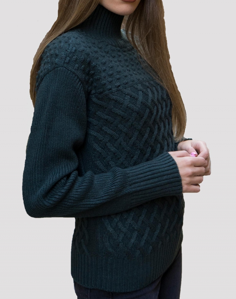 Jersey de mujer de cuello alto Petrol, modelo KWC206/6089, de color verde - 3 - La Casa Dels Pantalons