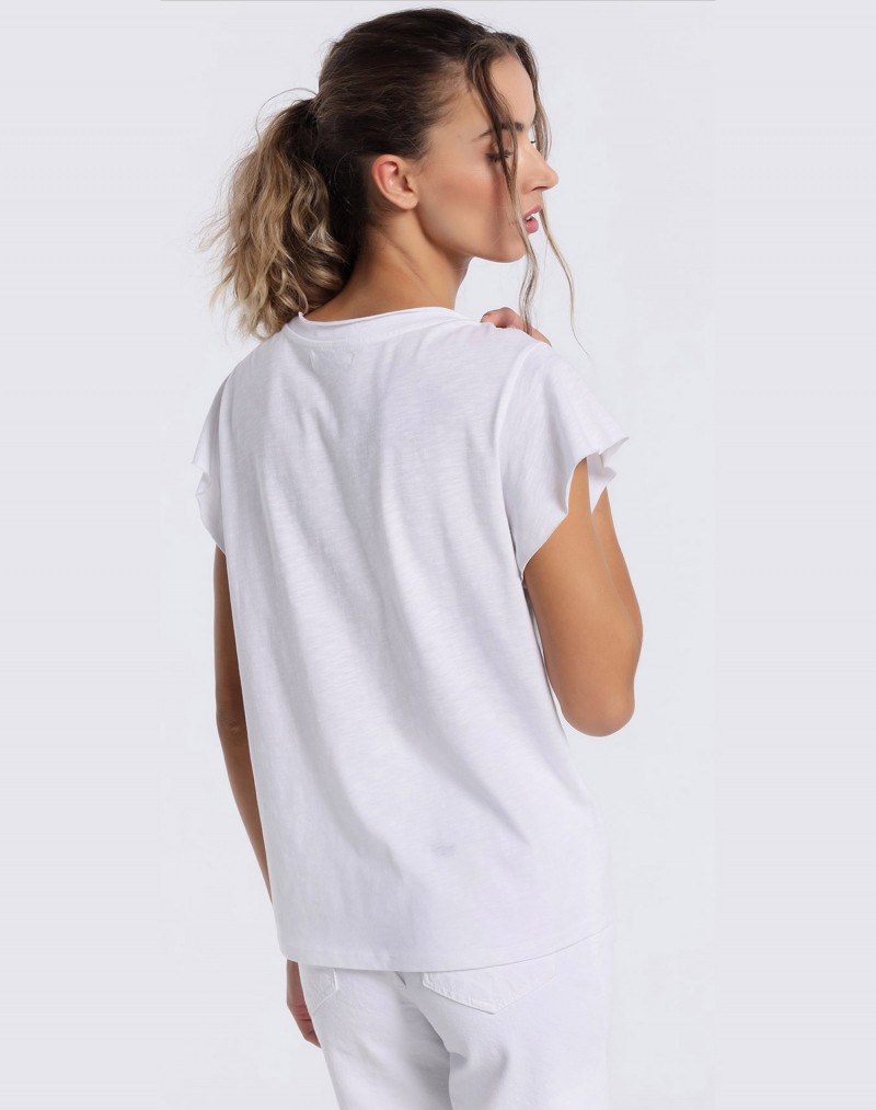 Samarreta de dona de màniga curta i coll en punxa Lois, model 42129/501, blanca - 3 - La Casa Dels Pantalons