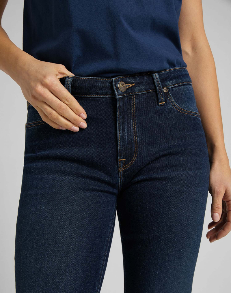 Pantalons texans de dona Lee Elly slim, model L305NOXE, de texà blau fosc - 2 - La Casa Dels Pantalons