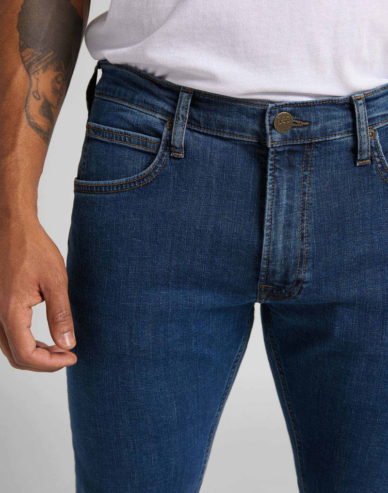 Pantalons texans d'home Lee Luke slim tapered, model L719NLWL, de texà rentat a la pedra - 3 - La Casa Dels Pantalons