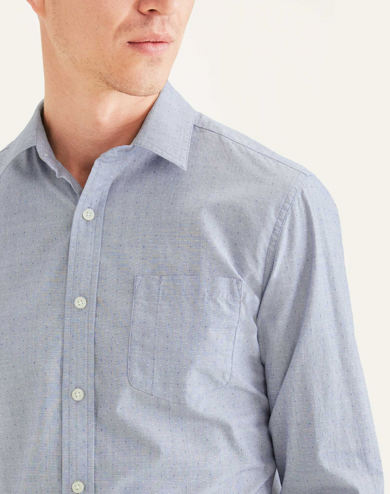 Camisa d'home de màniga llarga Dockers, model A1114-0008, de color blau - 3 - La Casa Dels Pantalons